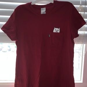Rip N Dip Lord Nermal Cat Maroon Pocket T shirt